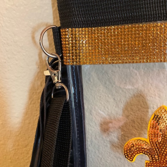 Fleur De Lis New Orleans Saints Clear Crossbody Stadium Bag. - Picture 3 of 4